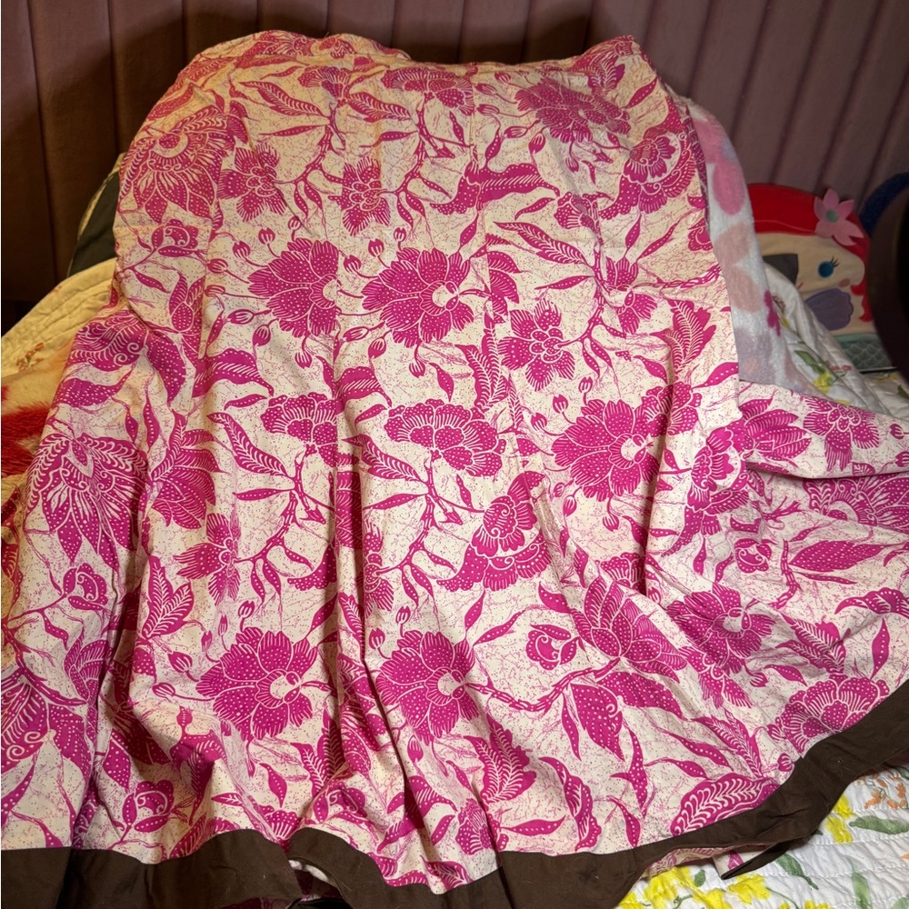 Old Navy Pink and Brown Floral A-Line Skirt - Picture 2 of 3